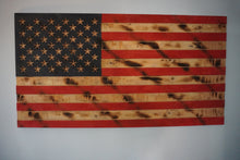 Load image into Gallery viewer, Rustic Torched Wooden American Flag