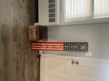 Load image into Gallery viewer, Patriotic Pride: 4 ft Tall Carved Wooden American Flag Porch Welcome Sign