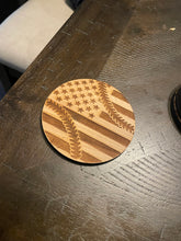Load image into Gallery viewer, American Flag Baseball Coaster Set