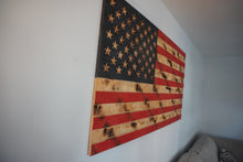 Load image into Gallery viewer, Rustic Torched Wooden American Flag
